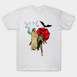 Jesus and the Holy Spirit Resist Satan's Temptation with Bats T-Shirt